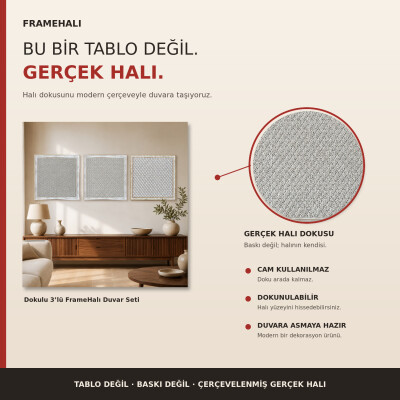 Dokulu 3'lü FrameHalı Duvar Seti